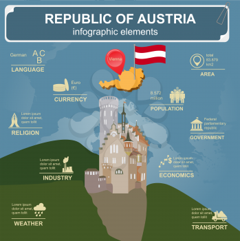 Austria  infographics, statistical data, sights. Vector illustration