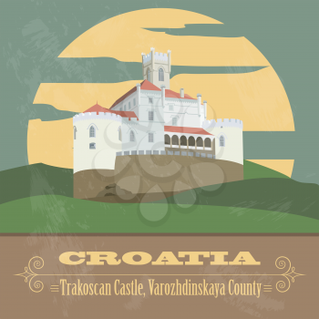 Croatia landmarks. Retro styled image. Vector illustration