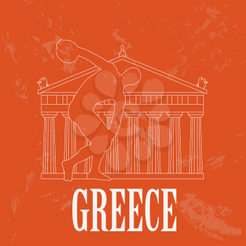 Greece landmarks. Retro styled image. Vector illustration