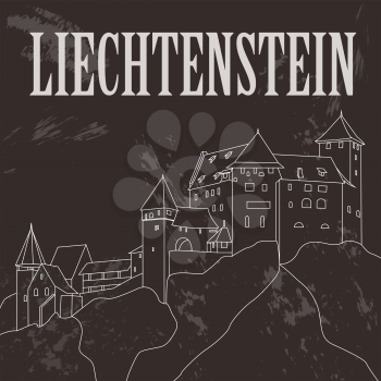 Liechtenstein landmarks. Retro styled image. Vector illustration