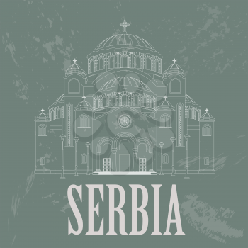 Serbia landmarks. Retro styled image. Vector illustration