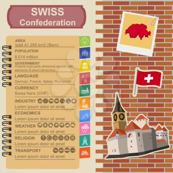 Switzerland infographics, statistical data, sights. Vector illustration