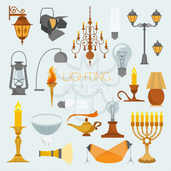 Lighting elements icon set. Vector illustration