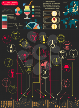 Alcohol drinks infographic. Vector illustration