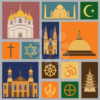Religion icon set. Vector illustration