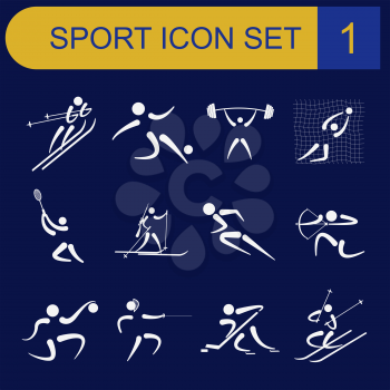 Sport icon set. Flat style. Vector illustration