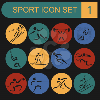 Sport icon set. Flat style. Vector illustration