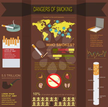 Dangers of smoking, infographics elements. Vector illustration