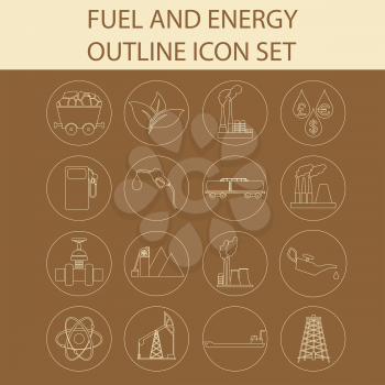 Set 16 fuel and energy icons. Vector illustration