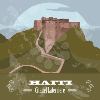 Haiti landmarks. Citadel Laferriere. Retro styled image. Vector illustration