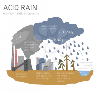Global environmental problems. Acid rain infographic. Vector illustration