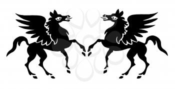 Royalty Free Clipart Image of Winged Horses