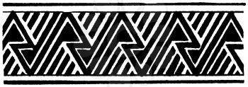 Royalty Free Clipart Image of a Border With Diagonal Stripes and a Repeating Pattern