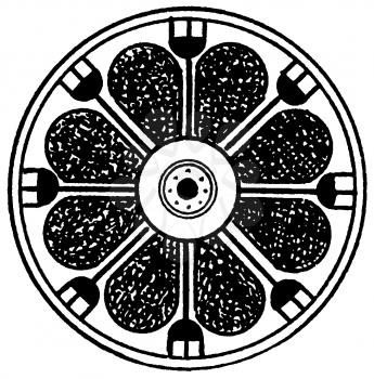Royalty Free Clipart Image of a Flower Wheel