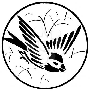 Royalty Free Clipart Image of a Bird in a Medallion
