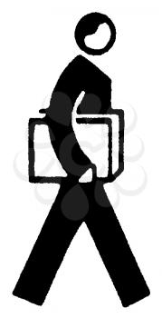 Royalty Free Clipart Image of a Man Walking With a Briefcase