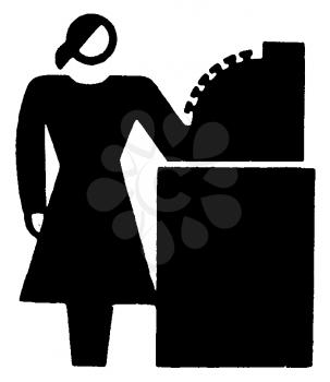 Royalty Free Clipart Image of a Woman at a Cash Register