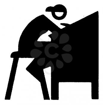 Royalty Free Clipart Image of a Person at a Desk