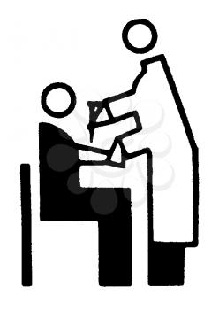 Royalty Free Clipart Image of a Doctor Giving a Patient a Needle