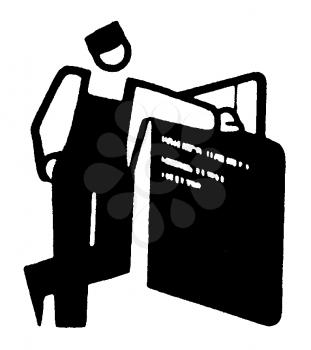 Royalty Free Clipart Image of a Man Beside a Passport