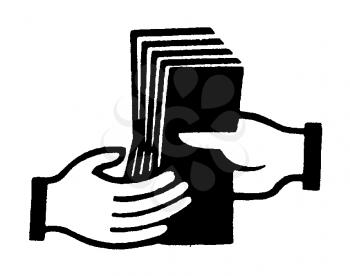 Royalty Free Clipart Image of a Person Handing Another Person Money