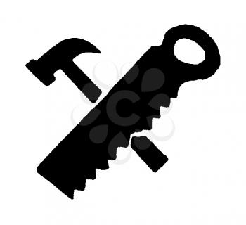 Royalty Free Clipart Image of a Hammer and Saw