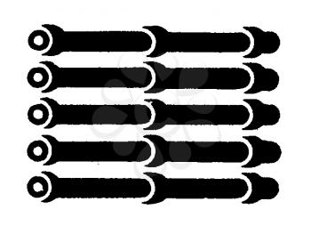 Royalty Free Clipart Image of Five Horizontal Lines With Circles on One End and Knob on Another