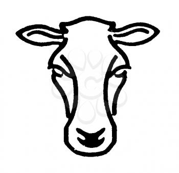 Royalty Free Clipart Image of a Cow Head