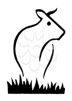 Royalty Free Clipart Image of a Cow Outline