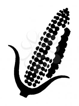 Royalty Free Clipart Image of a Caterpillar on Corn