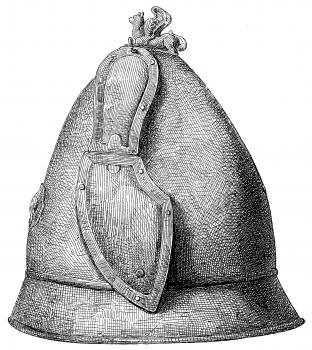 Royalty Free Clipart Image of the Back View of a Leather Helmet