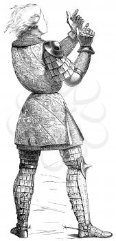 Royalty Free Clipart Image of a Knight navigating his way by the 'Stars'
