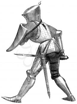 Royalty Free Clipart Image of a Knight Getting ready to Attack