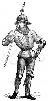 Royalty Free Clipart Image of a Medieval Soldier or Knight 