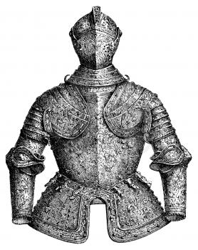Royalty Free Clipart Image of the Top Half  of a Suit of Armour