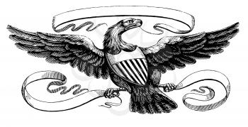 Royalty Free Clipart Image of an Eagle and Shield
