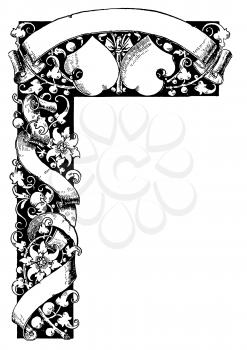 Royalty Free Clipart Image of an Ornate Corner Banner