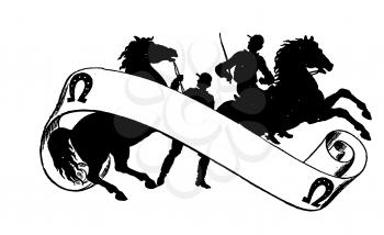 Royalty Free Clipart Image of Men with Horses