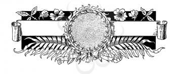 Royalty Free Clipart Image of a Medallion and Scroll
