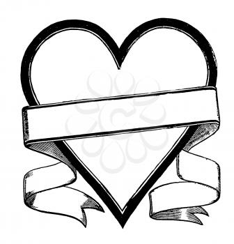 Royalty Free Clipart Image of a Heart and Ribbon