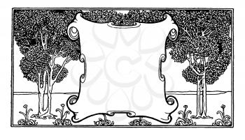 Royalty Free Clipart Image of a Page with Trees in the Background
