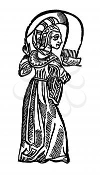 Royalty Free Clipart Image of a Woman and Banner