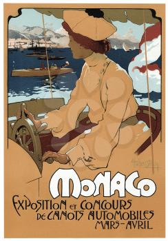 Royalty Free Clipart Image of a poster for the Monaco motorboats exhibition contest 