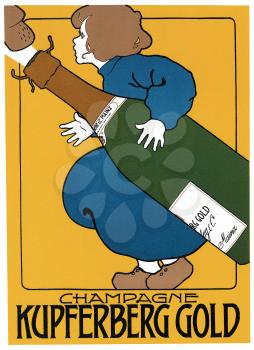 Royalty Free Clipart Image of an Old Champagne Advertisement Poster 