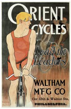 Royalty Free Clipart Image of an Old Advertisement Poster for Bicycles