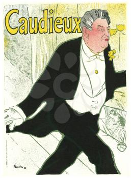 Royalty Free Clipart Image of an Old theatre Poster of a Man Off to the Theatre