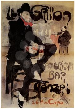 Royalty Free Clipart Image of an Old Theatre Poster For the Production of An American Bar