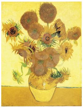 Royalty Free Clipart Image of a Van Gogh Flower Still Life
