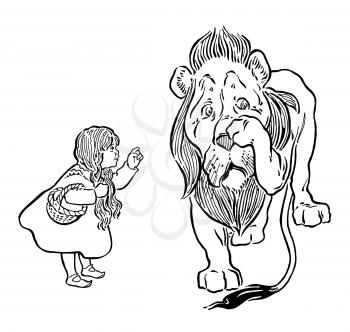 Royalty Free Clipart Image of a Lion Crying