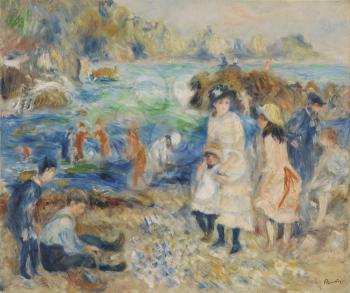 Royalty Free Clipart Image of Renoir Painting of Children at the Beach